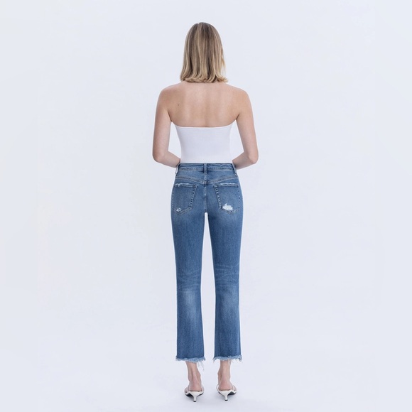 Congenial - Mid Rise Crop Slim Straight Jeans - Picture 3 of 8